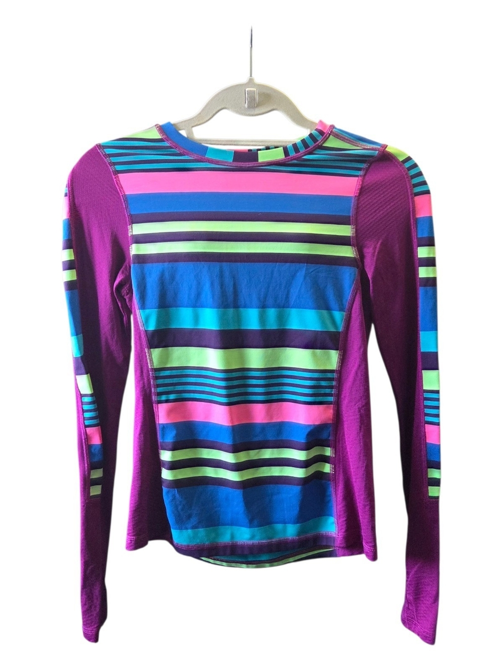 Ivivva Girls' Long Sleeve Striped Active Top Size 14